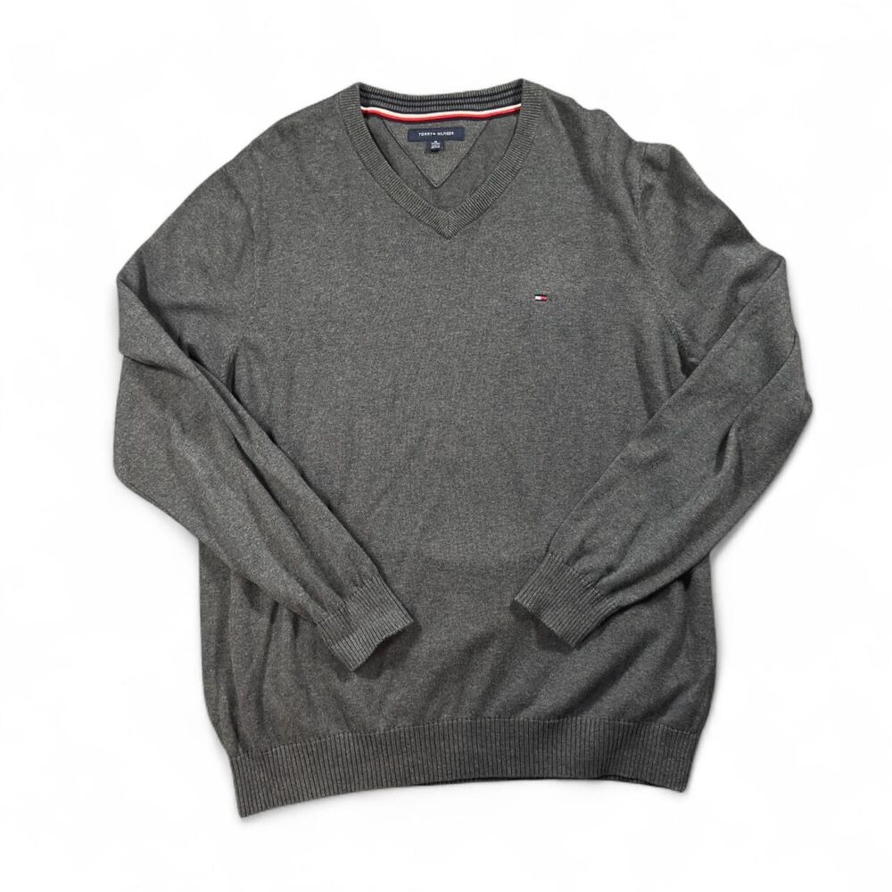 Tommy Hilfiger Sweater Men’s XL Gray Cotton Minimalist Classic